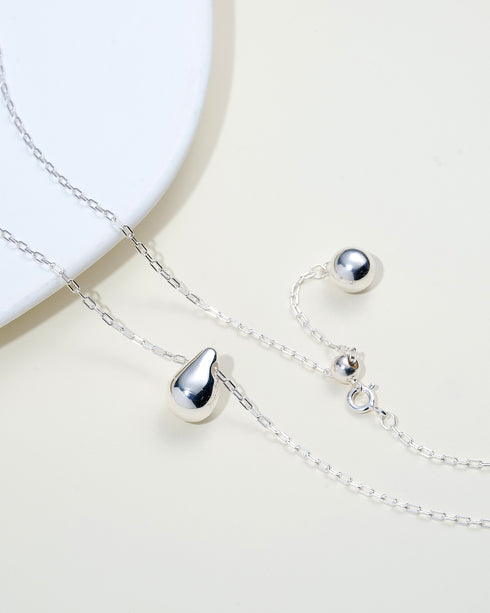 Mini Sleek Droplet Pendant Necklace - Sterling Silver