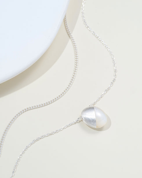 Oval Moonstone Layered Necklace - Sterling Silver