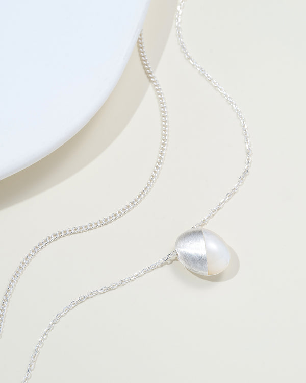 Oval Moonstone Layered Necklace - Sterling Silver