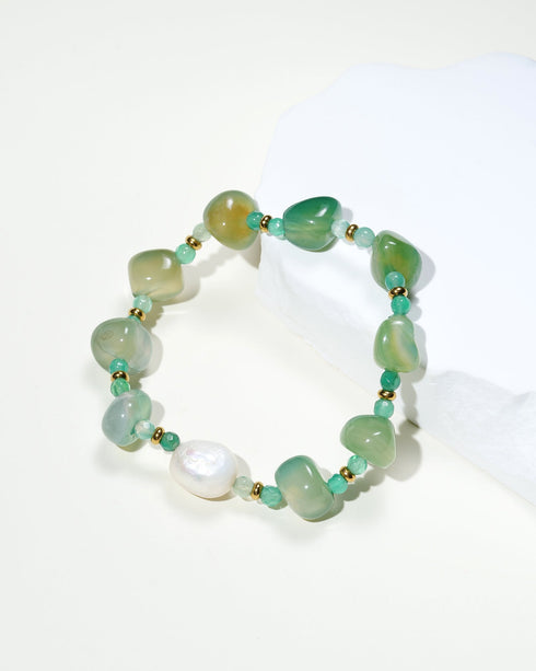 Green Agate Pearl Bracelet