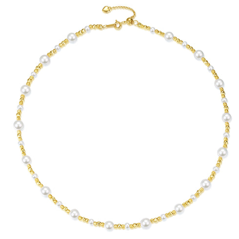 Pearl Gold Bead Necklace & Bracelet Set