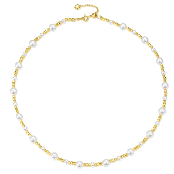 Pearl Gold Bead Necklace & Bracelet Set