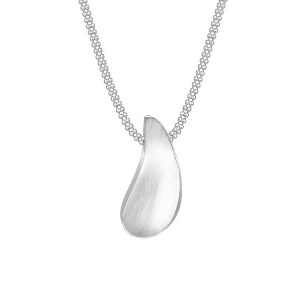 Wave Droplet Pendant Necklace - Sterling Silver