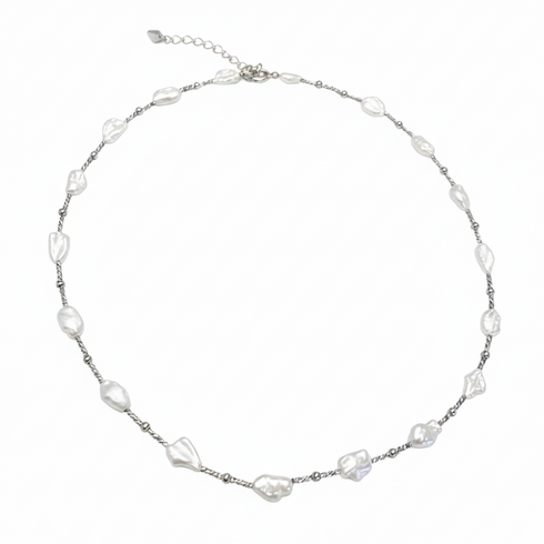 Freshwater Keshi Baroque Pearl Silver Necklace – Sterling Silver