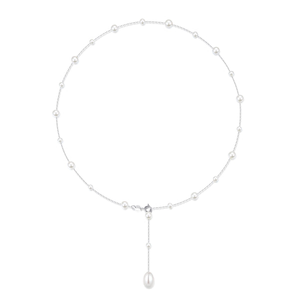 Starry Droplet Pearl Pendant Necklace