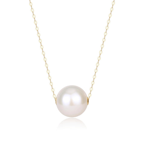 10-12mm Classic White Freshwater Pearl Floating Pendant Necklace - House Of Pearls