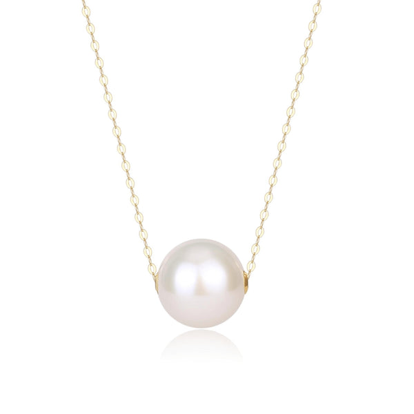 10-12mm Classic White Freshwater Pearl Floating Pendant Necklace - House Of Pearls