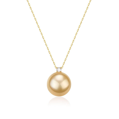 SaSha Golden South Sea Pearl Pendant Necklace - 18K Solid Gold
