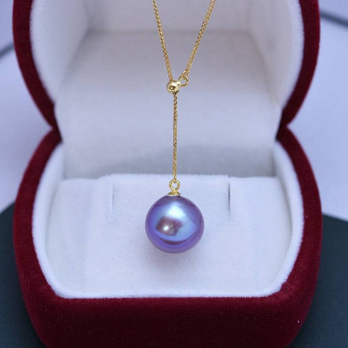 12-13mm Purple Freshwater Pearl & Y Shape Necklace - House Of Pearls