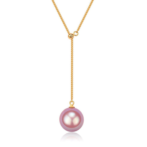 12-13mm Purple Freshwater Pearl & Y Shape Necklace - House Of Pearls