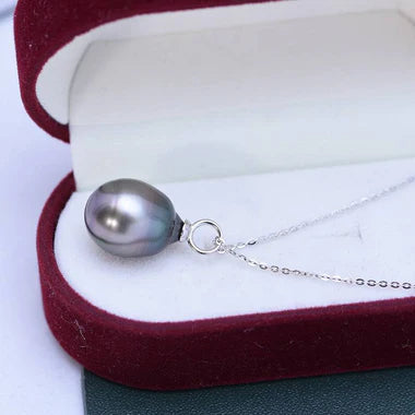 9-11mm Tahitian South Sea Baroque Pearl Teardrop Pendant Silver Necklace - Ocean Gift