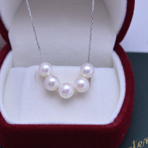 6-7mm Smile White Freshwater Pearl Necklace - May Lynn Jewelry