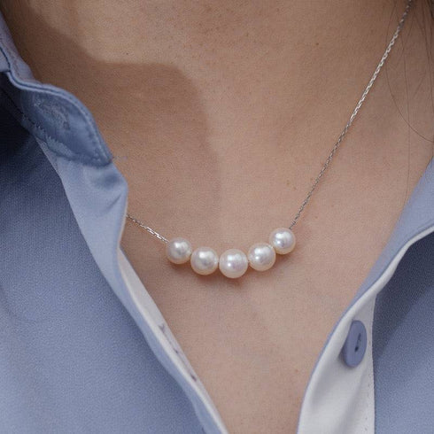 6-7mm Smile White Freshwater Pearl Necklace - May Lynn Jewelry