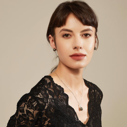 Tahitian Pearl & Grace Cubic Zirconia Pendant Necklace