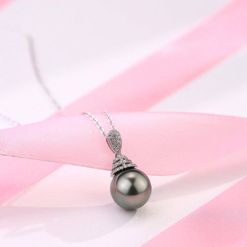 Tahitian Pearl & Grace Cubic Zirconia Pendant Necklace