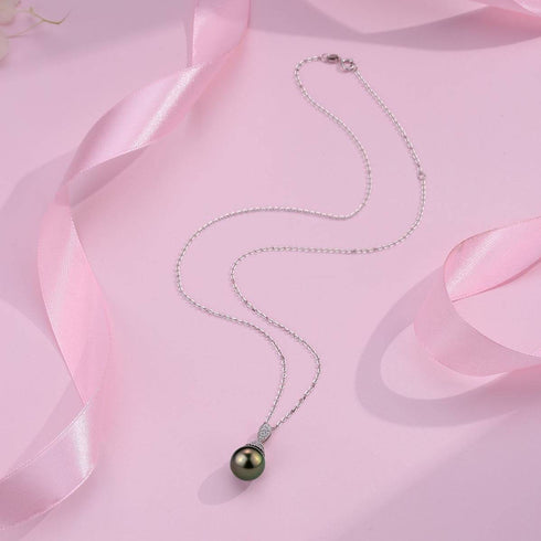 Tahitian Pearl & Grace Cubic Zirconia Pendant Necklace