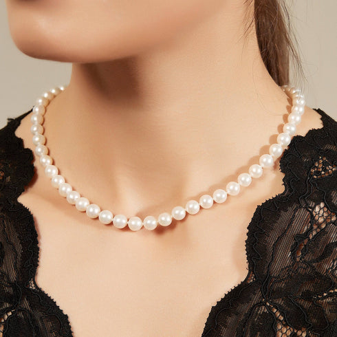Classic 6-7mm White Round Freshwater Pearl Necklace - House Of Pearls