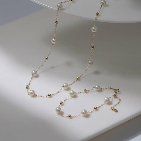 Jessica Pearl Necklace and Bracelet Set in Gold Vermeil or Silver - House Of Pearls