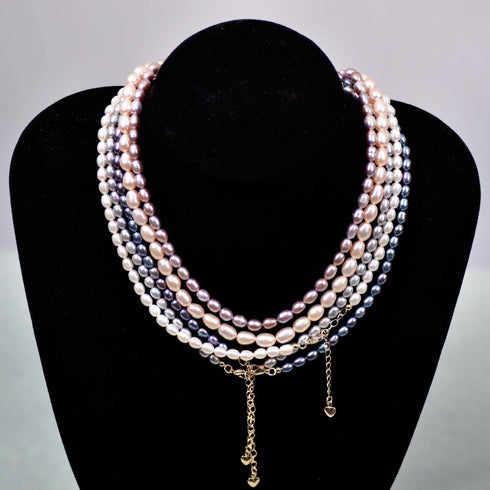 Multicolor Oval Shape Freshwater Pearl Necklace - Necklaces made with hand-selected pearls from House of Pearls