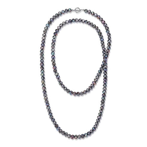 Peacock Color Large Baroque Long Strand Necklace - May-Lynn