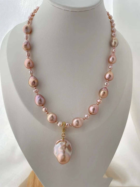 Pink to Purple Baroque Freshwater Pearl Pendant Necklace - Necklaces made with hand-selected pearls from House of Pearls