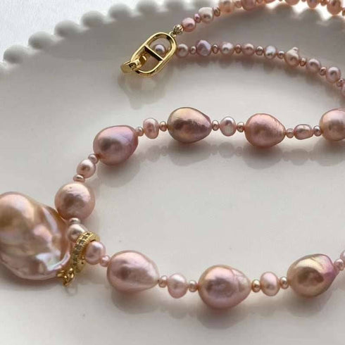 Pink to Purple Baroque Freshwater Pearl Pendant Necklace - Necklaces made with hand-selected pearls from House of Pearls