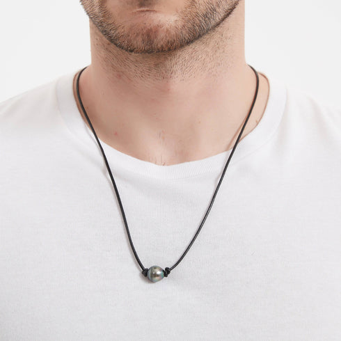 Tahitian Baroque Pearl Knotted Leather Necklace - May-Lynn