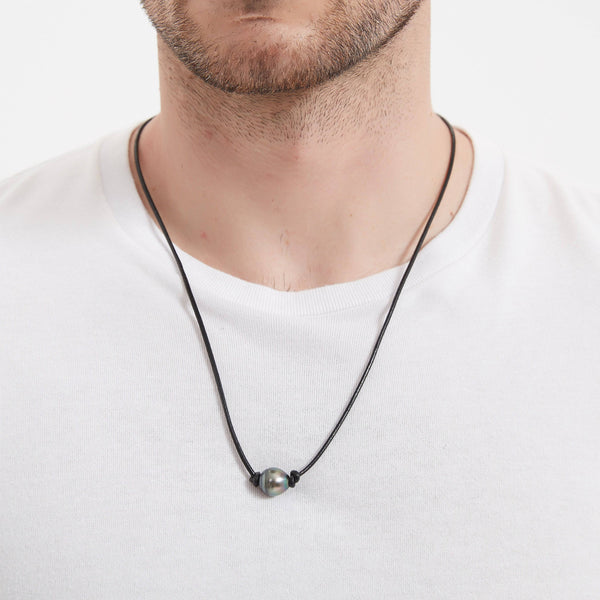 Tahitian Baroque Pearl Knotted Leather Necklace - May-Lynn