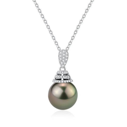 Tahitian Pearl & Grace Cubic Zirconia Pendant Necklace