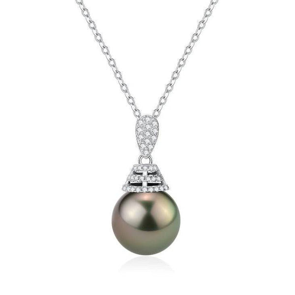 Tahitian Pearl & Grace Cubic Zirconia Pendant Necklace