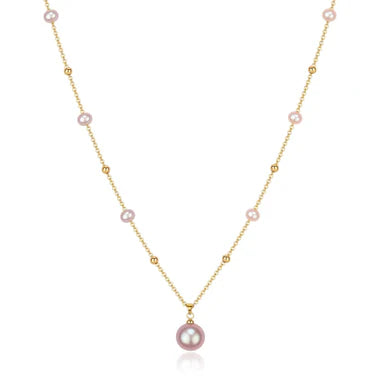 Grace Teardrop Pearl Necklace - Purple / White