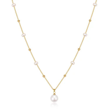 Grace Teardrop Pearl Necklace - Purple / White