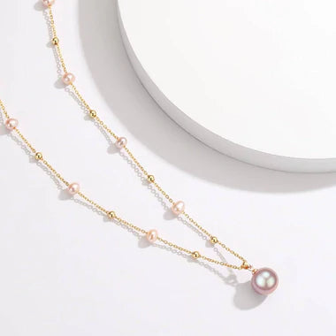 Grace Teardrop Pearl Necklace - Purple / White