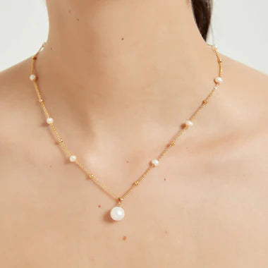 Grace Teardrop Pearl Necklace - Purple / White