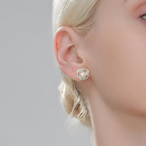 Rose Akoya Pearl Earrings - Sterling Silver