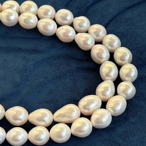 12-13mm White Bold Large Baroque Freshwater Pearl Necklace