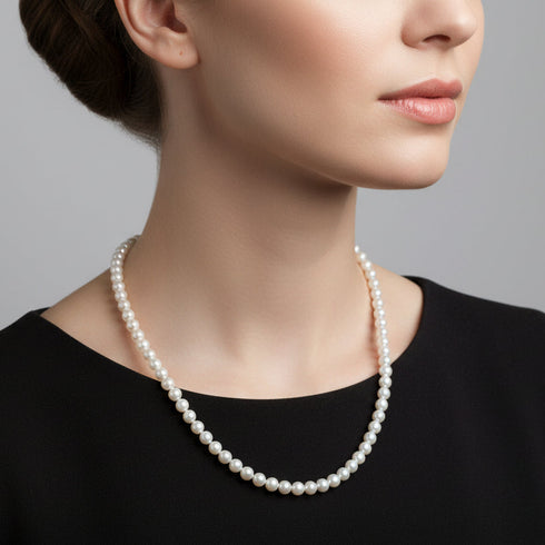 5-6mm Aurora White Freshwater Pearl Strand Necklace