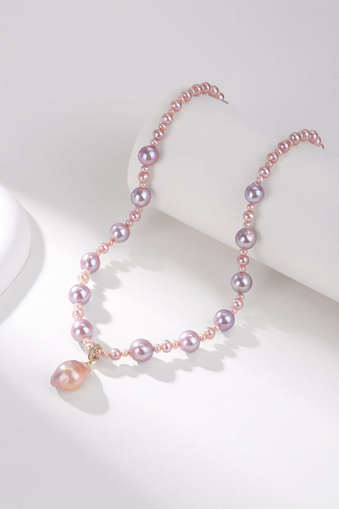 Pink to Purple Baroque Freshwater Pearl Pendant Necklace - Necklaces made with hand-selected pearls from House of Pearls