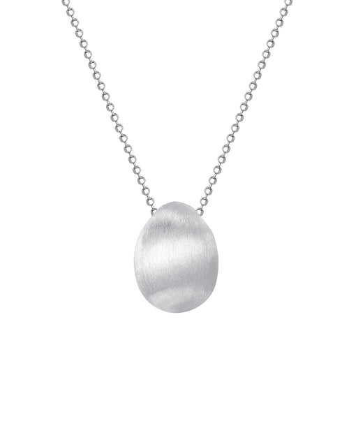 Dome Brushed Pendant Necklace - Sterling Silver