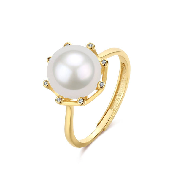 10-11mm Freshwater Pearl Cubic Zirconia Ring - House Of Pearls
