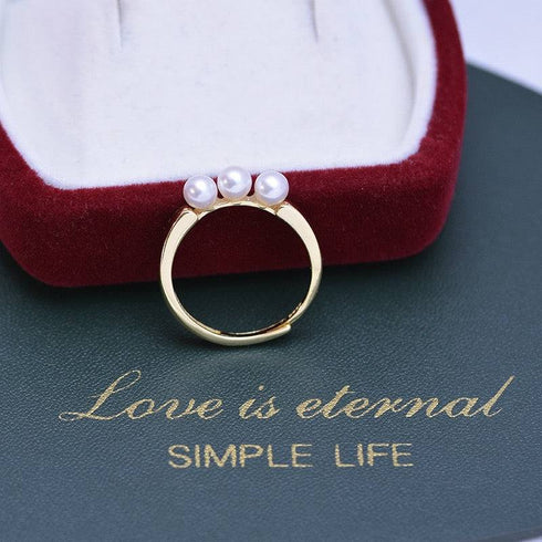 4-4.5mm Freshwater 3 Pearls Ring - House Of Pearls