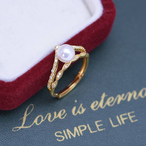 Crown Zirconia Pearl Ring - 18K Gold Vermeil / S925 Silver
