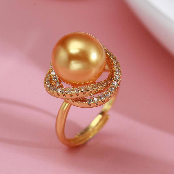 Rose Elegance Golden South Sea Pearl Ring