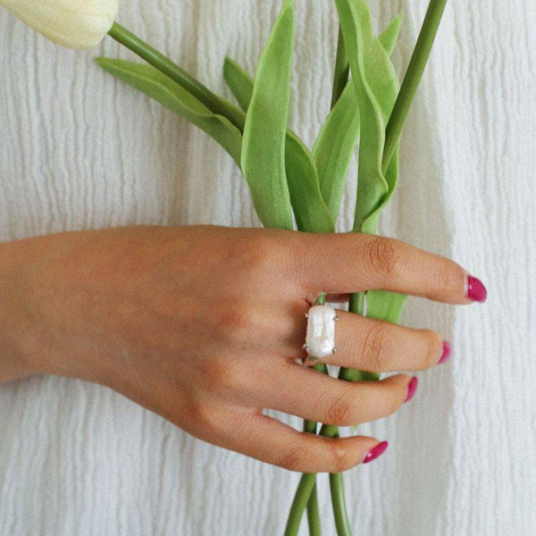 Modern Rectangle Baroque Stacking Rings - House Of Pearls