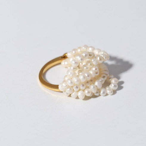 Multi-Layer Rice Pearl Cluster Ring - House Of Pearls