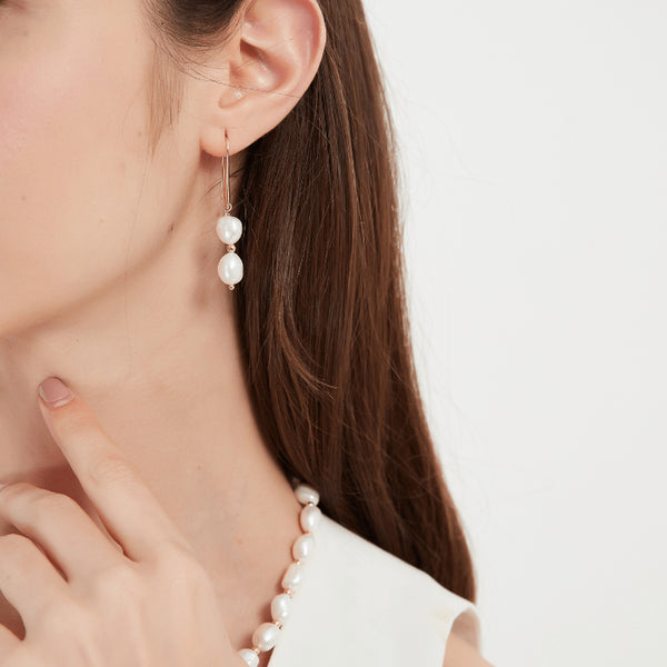 ELISA Baroque Pearl Earrings -18K Gold Plated