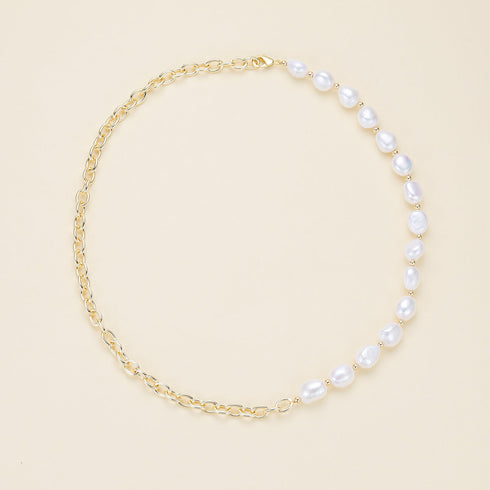 White Baroque Freshwater Pearl Chain Necklace - Necklaces made with hand-selected pearls from House of Pearls