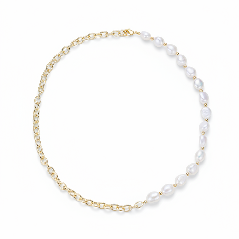 White Baroque Freshwater Pearl Chain Necklace - Necklaces made with hand-selected pearls from House of Pearls