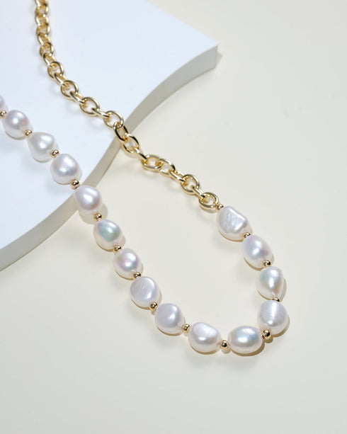 White Baroque Freshwater Pearl Chain Necklace - Necklaces made with hand-selected pearls from House of Pearls