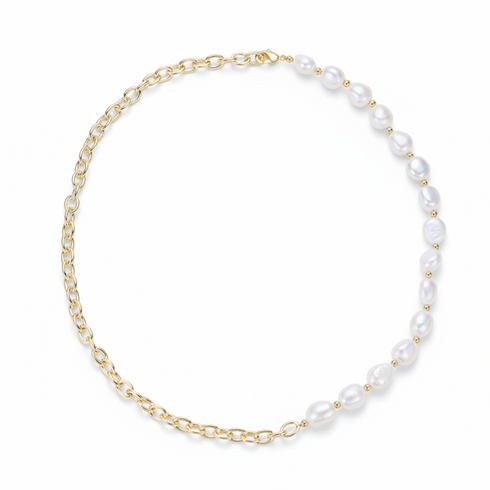 White Baroque Freshwater Pearl Chain Necklace - Necklaces made with hand-selected pearls from House of Pearls